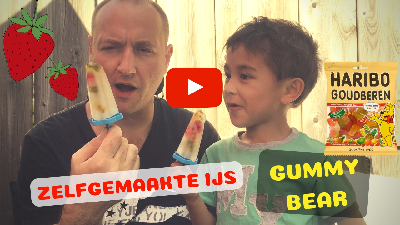 Youtube Max papa Max proefkonijn test zelfgemaakte ijs gummy beer fruit yogurt ijs play button