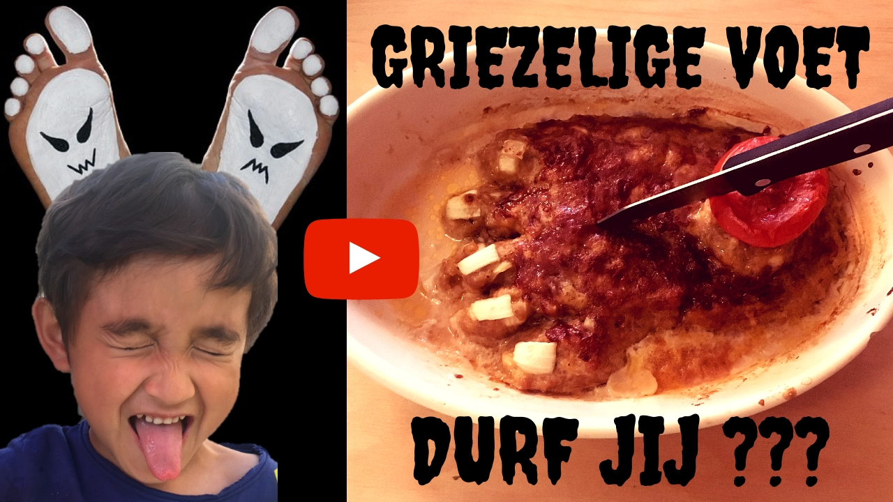 Youtube thumbnail Max griezelige voet en ogen halloween diner halloween