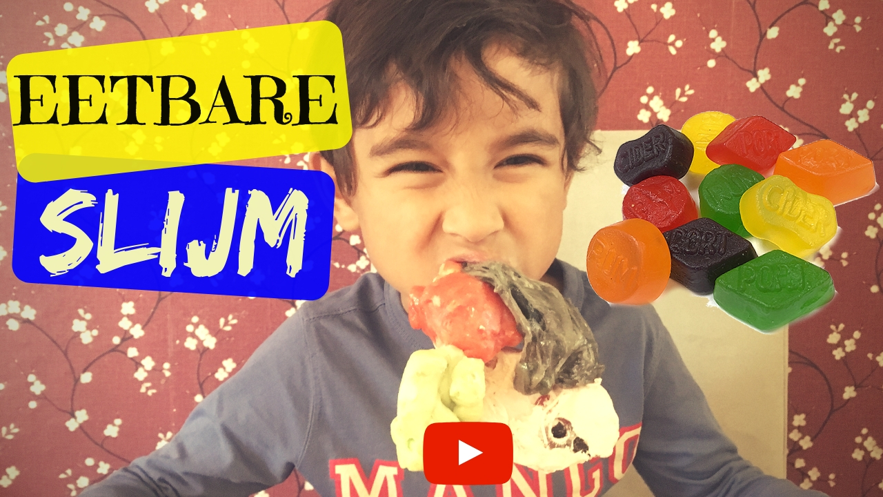 Youtube thumbnail Max edible slijm eetbare slijm winegums marshmallows ep2 edible slime gummy bear play button